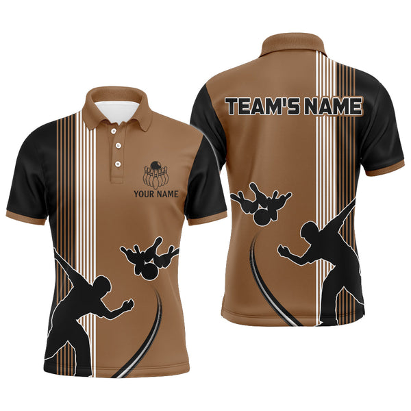 Maxcorners Brown Bowling Player Customized Name And Team Name 3D Shirt