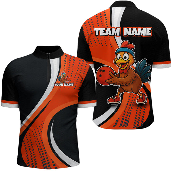 Maxcorners Custom Funny Turkey Bowling Team Shirt Unisex for Men Polo & Quarter-Zip Bowling Outfit LM2608