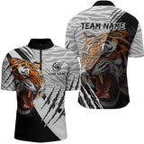 Maxcorners Black & White Bowling Shirt Tiger Bowling Team Jersey Polo Bowling for Men & Women