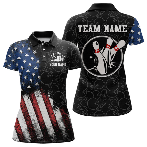 Maxcorners Personalized American Bowling Shirt Polo Bowling Jersey Patriotic Bowling Outfit