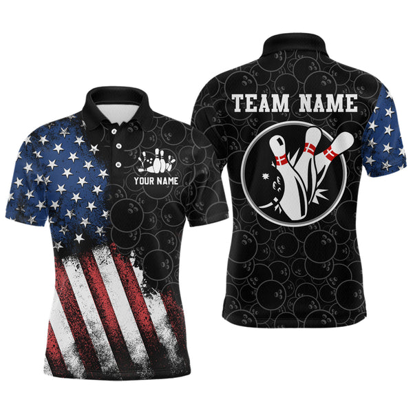 Maxcorners Personalized American Bowling Shirt Polo Bowling Jersey Patriotic Bowling Outfit