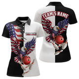 Maxcorners American Eagle Polo Bowling Shirt Custom Black & White Bowling Jersey for Men And Women