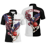 Maxcorners American Eagle Polo Bowling Shirt Custom Black & White Bowling Jersey for Men And Women