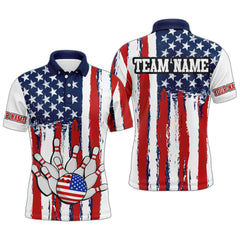 Maxcorners American Bowling Polo Shirt For Men Custom Bowling Team Shirt Bowlers Jersey