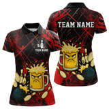 Maxcorners Custom Red Funny Beer Bowling Shirt Team Bowling League Jersey for Men Bowling Outfit LM1109