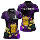 Maxcorners Custom Purple Funny Beer Bowling Shirt Team Bowling League Jersey for Men Bowling Outfit 
 LM1109
