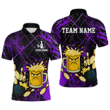 Maxcorners Custom Purple Funny Beer Bowling Shirt Team Bowling League Jersey for Men Bowling Outfit 
 LM1109
