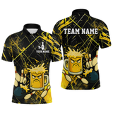 Maxcorners Custom Yellow Funny Beer Bowling Shirt Team Bowling League Jersey for Men Bowling Outfit LM1109