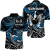 Maxcorners Personalized Bowling Shirt For Men And Women Bowling Team Jersey Blue Polo Shirt