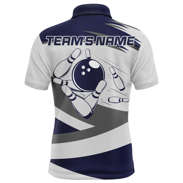 Maxcorners Navy & Grey Bowling Customized Name And Team Name 3D Shirt