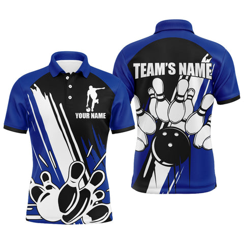 Maxcorners Blue Bowling Player Team Customized Name And Team Name 3D Shirt