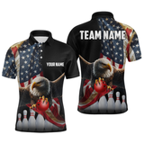 Maxcorners Custom Eagle Bowling Team Jersey American Bowling Polo Shirt for Men Women