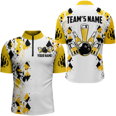 Maxcorners Personalized Beer Bowling Team Jerseys Unisex Polo Bowling Shirt For Men Women