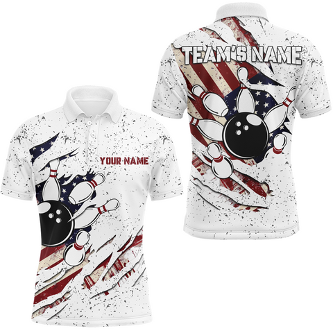 Maxcorners American Flag Bowling Customized Name And Team Name 3D Shirt