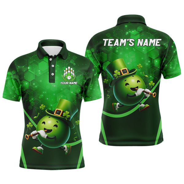 Maxcorners Lucky Bowling Shirt For Men St. Patrick Day Bowling Shirt Custom Green Polo Shir