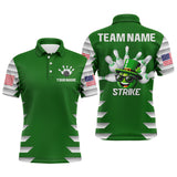 Maxcorners Lucky Bowling Shirt For Men St. Patrick Day Bowling Shirt Custom Green Polo Shirt