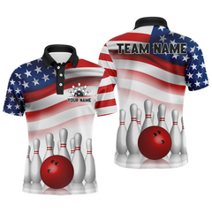 Maxcorners Personalized American Flag Bowling Team Shirts For Men And Women Patriotic Bowling Gifts