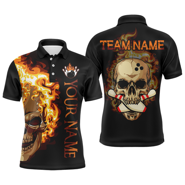 Maxcorners Skull Bowling Orange Customized Name And Team Name 3D Shirt