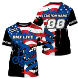 Personalized American BMX racing jersey UPF30+ patriotic Cycling shirt bicycle motocross racewear