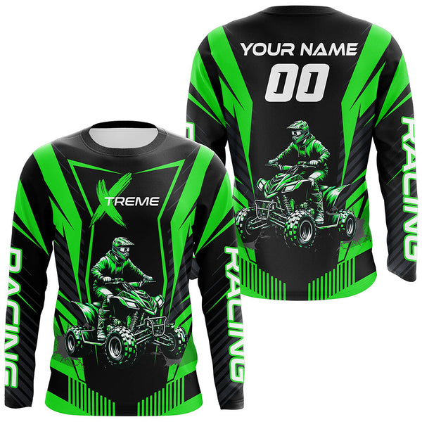 Maxcorners Green ATV Motocross Jersey Men Youth Upf30+ Custom Quad Bike Shirt Boys Girls Extreme Off-Road PDT898 MT2809