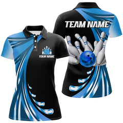Maxcorners Personalized Blue Bowling Team Jersey For Men & Women Custom Bowling Polo Shirt