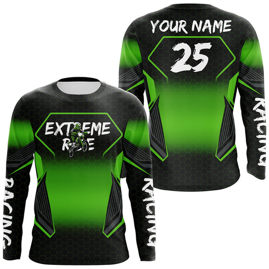 Maxcorners Custom Motocross Jersey Kid Men Women Upf30+ Green Dirt Bike Shirt MX Off-Road Rider Motorcycle MT2809