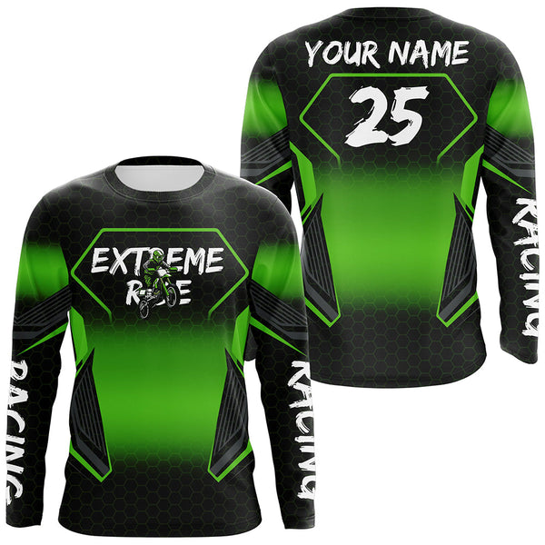 Maxcorners Custom Motocross Jersey Kid Men Women Upf30+ Green Dirt Bike Shirt MX Off-Road Rider Motorcycle MT2809