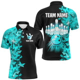Maxcorners Butterfly Bowling Polo Shirts For Men Women Custom Bowling Jersey Team