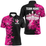 Maxcorners Butterfly Bowling Polo Shirts For Men Women Custom Bowling Jersey Team