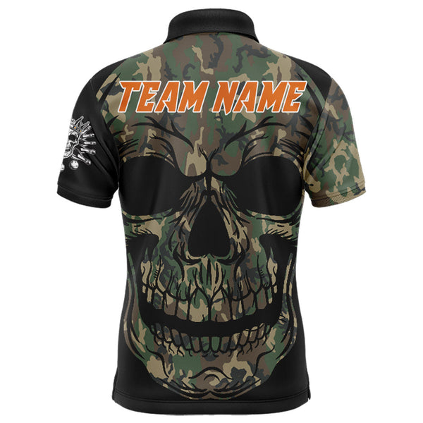 Maxcorners Camo Skull Bowling Customized Name And Team Name 3D Shirt