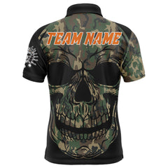 Maxcorners Camo Skull Bowling Customized Name And Team Name 3D Shirt