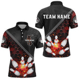 Maxcorners Red&Black Flame Bowling Customized Name And Team Name 3D Shirt