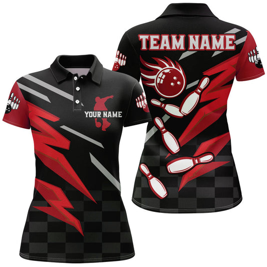 Maxcorners Bowling And Pins Multicolor Option Customized Name 3D Shirt For Women