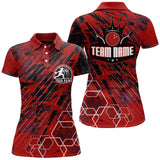 Maxcorners Custom Black&Red King Crown Bowling Shirt For Women Personalized Bowling Team Jersey Bowling Polo Shirt