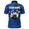 Maxcorners Blue Bowling Customized Name And Team Name 3D Shirt