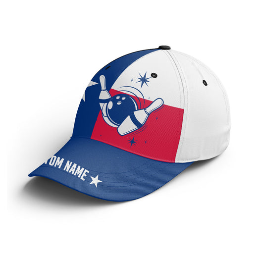 Macorners Texas Flag Bowling Hat Custom Name Bowling Cap For Team Personalized Bowling Cap