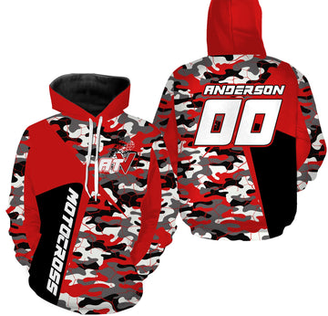 Maxcorners Red Camo Quad Bike Hoodie Men Women Custom ATV Motocross Hooded Jersey For Adult MT2709