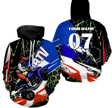 Maxcorners Adult ATV Quad Hoodie Men Women Custom Patriotic ATV Motocross Quad Bike Hooded Jersey MT2709