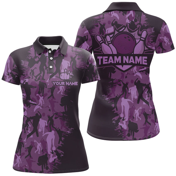 Maxcorners Custom Bowling Shirts Men Camo Bowling Jersey Team League Bowling Polo Shirt