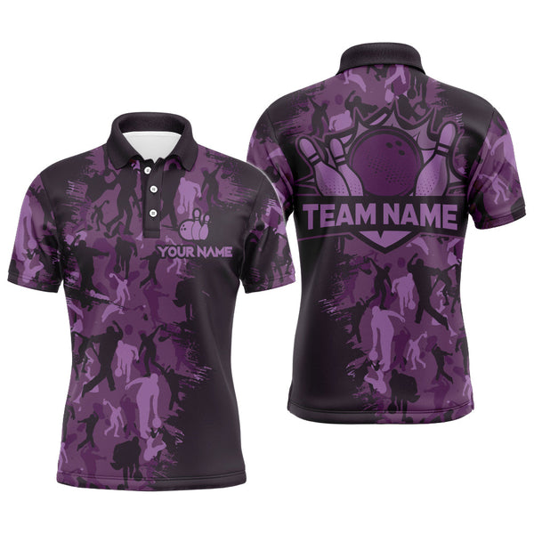 Maxcorners Custom Bowling Shirts Men Camo Bowling Jersey Team League Bowling Polo Shirt