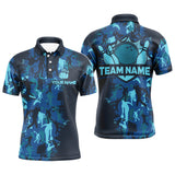 Maxcorners Custom Bowling Shirts Men Camo Bowling Jersey Team League Bowling Polo Shirt | Navy