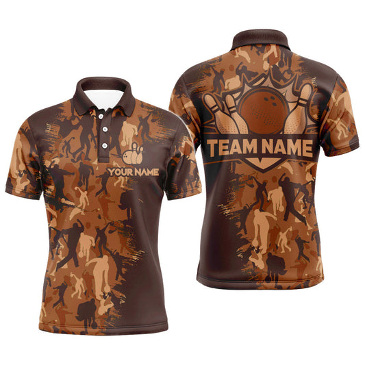 Maxcorners Bowling Ball And Pins Camo Mutilcolor Options Customized Name, Team Name 3D Polo Shirt Unisex