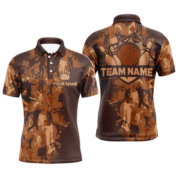 Maxcorners Custom Bowling Shirts Men Camo Bowling Jersey Team League Bowling Polo Shirt | Purple