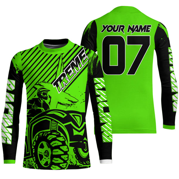 Maxcorners Custom Quad Bike Jersey Kid Men Women Upf30+ Green ATV Motocross Shirt Extreme Rider PDT841 MT2809