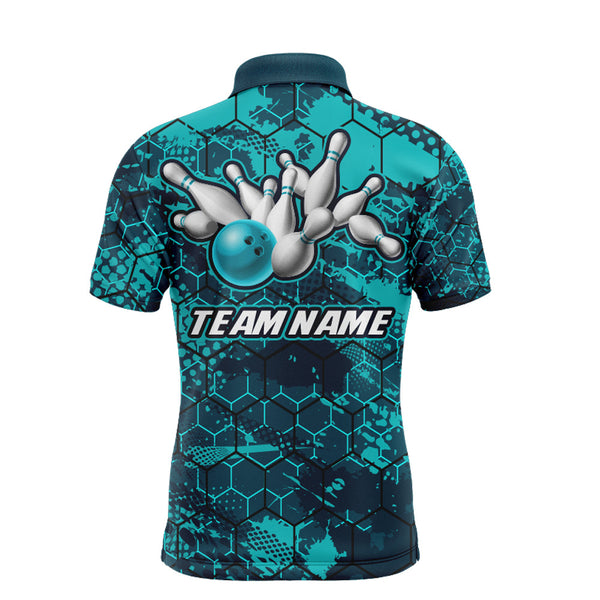 Maxcorners Turquoise Bowling Customized Name And Team Name 3D Shirt