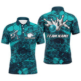 Maxcorners Turquoise Bowling Customized Name And Team Name 3D Shirt