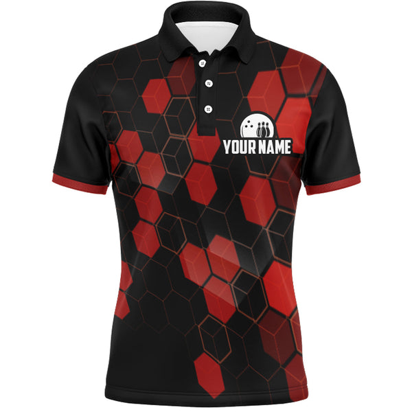 Maxcorners Black&Red Bowling Customized Name And Team Name 3D Shirt