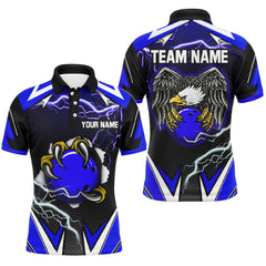 Maxcorners Custom Eagle Bowling Shirts For Men & Women Polo Bowling Team Jerseys | Blue