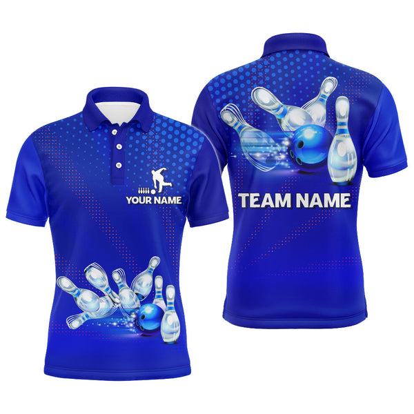 Maxcorners Blue Bowling Team League Customized Name And Team Name 3D Shirt