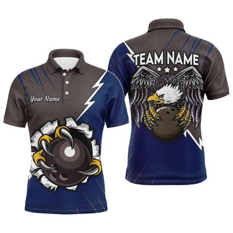 Maxcorners Eagle Blue&Brown Bowling Customized Name And Team Name 3D Shirt